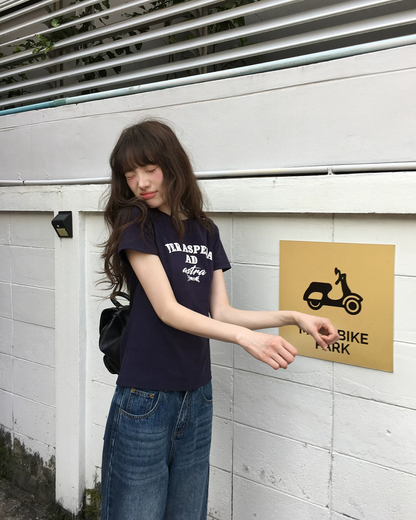 Short Navy Lettering T-shirt BU0206