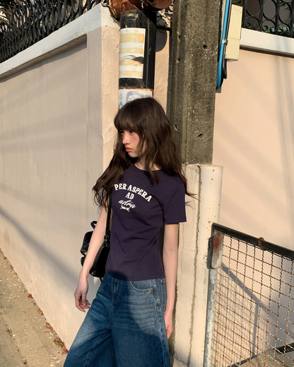 Short Navy Lettering T-shirt BU0206