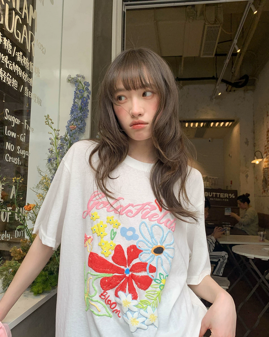 Flower Embroidery T-shirt BU0208