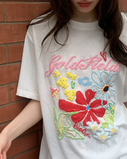 Flower Embroidery T-shirt BU0208