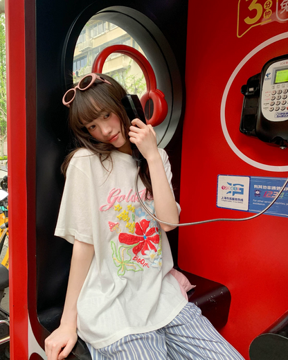 Flower Embroidery T-shirt BU0208
