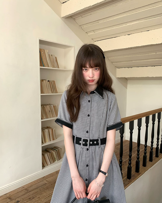 Bicolor Stitch Shirt Dress BU0212