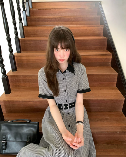 Bicolor Stitch Shirt Dress BU0212