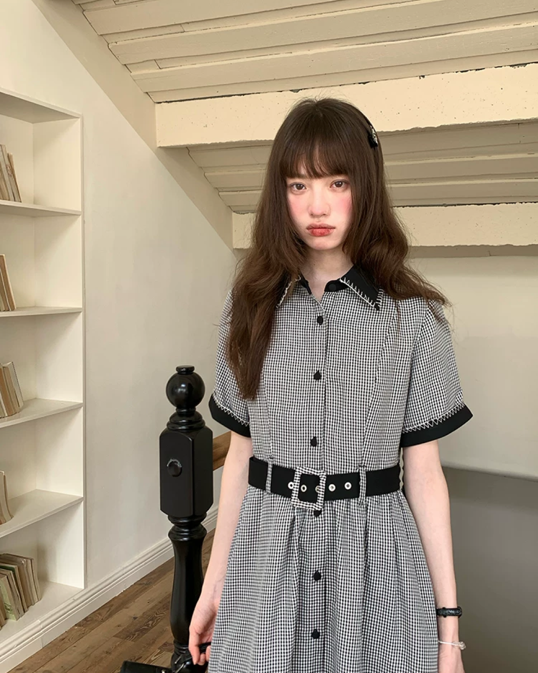 Bicolor Stitch Shirt Dress BU0212