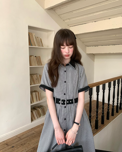 Bicolor Stitch Shirt Dress BU0212