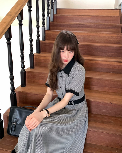 Bicolor Stitch Shirt Dress BU0212