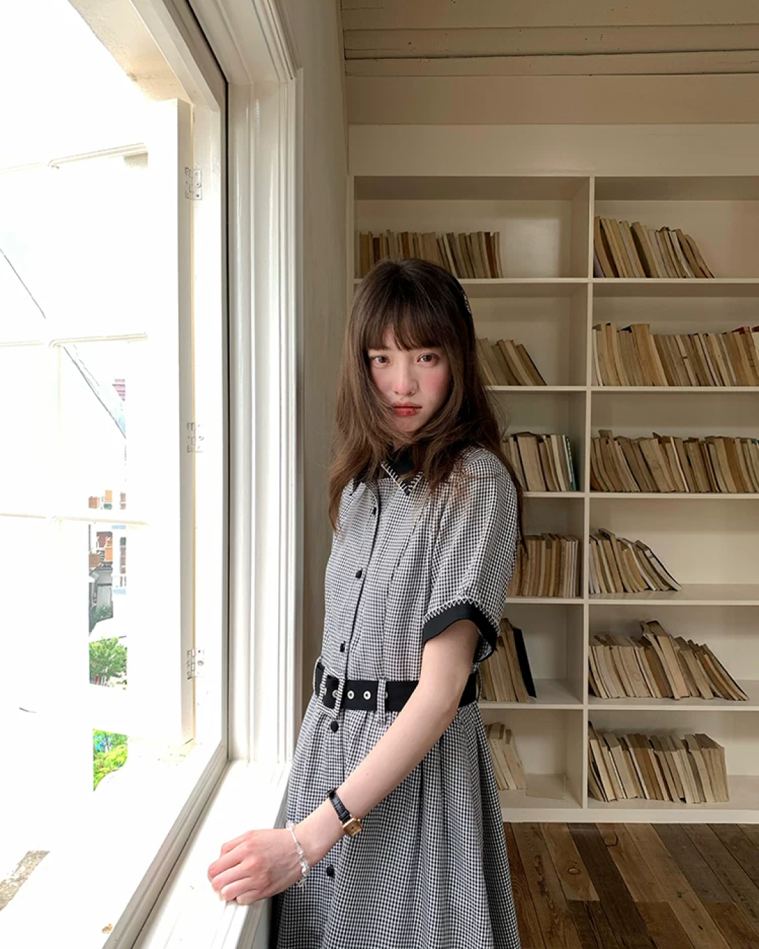 Bicolor Stitch Shirt Dress BU0212