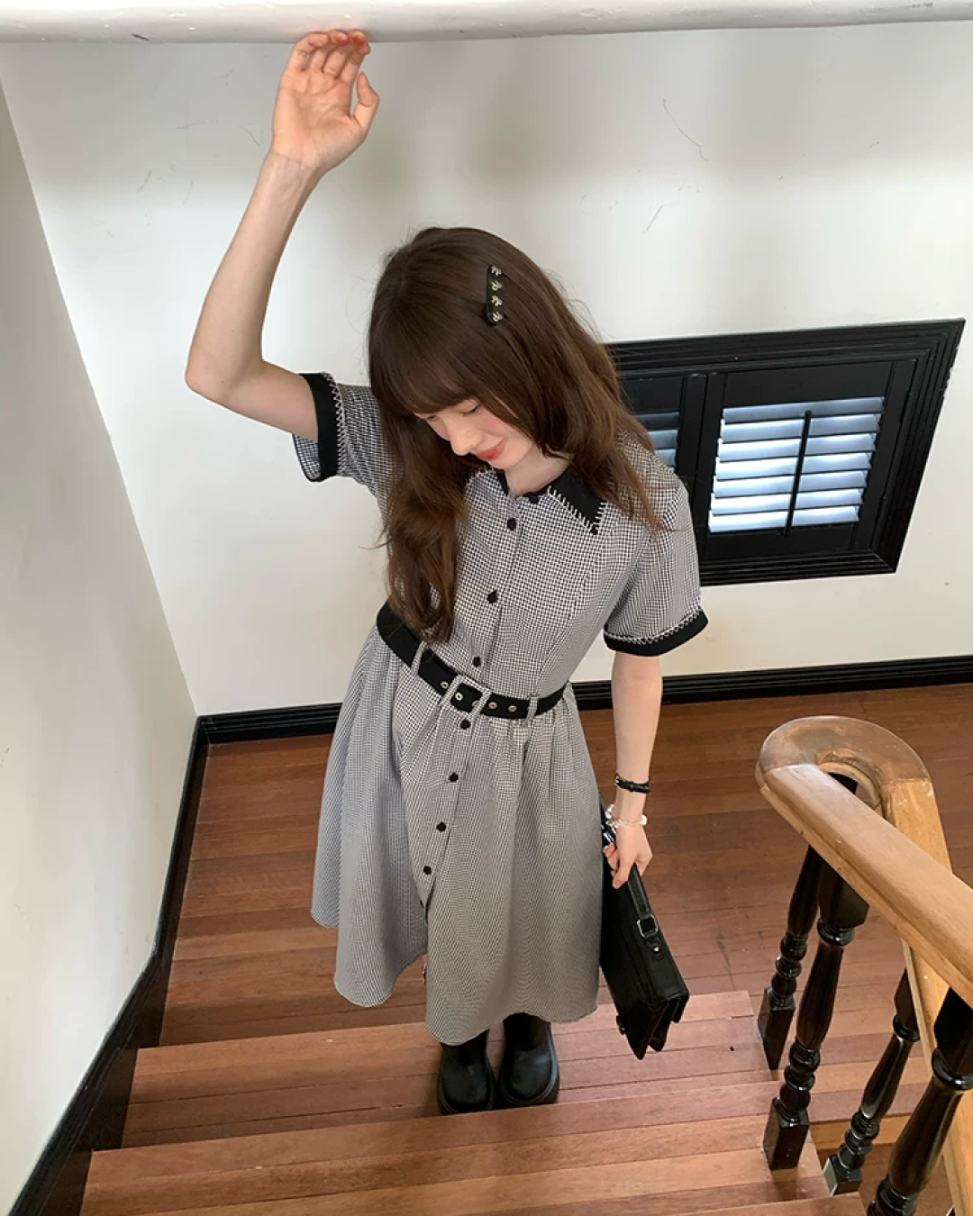 Bicolor Stitch Shirt Dress BU0212