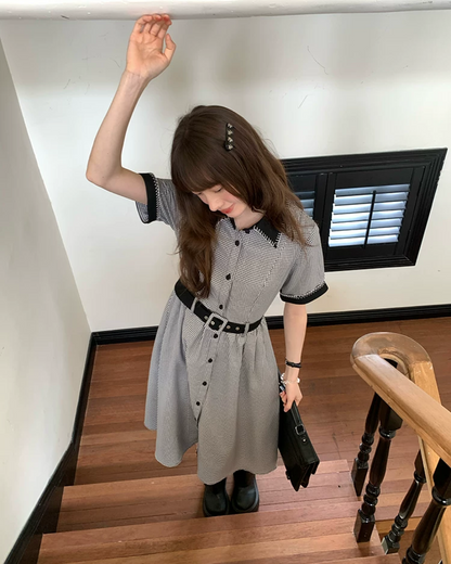 Bicolor Stitch Shirt Dress BU0212