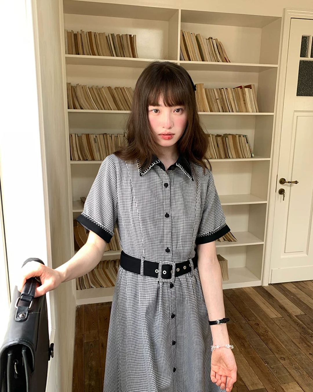 Bicolor Stitch Shirt Dress BU0212