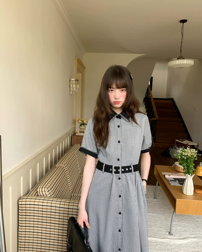 Bicolor Stitch Shirt Dress BU0212
