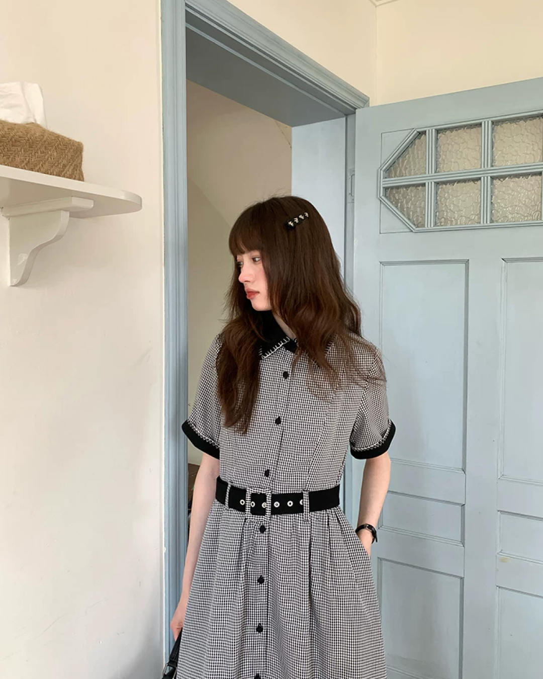 Bicolor Stitch Shirt Dress BU0212