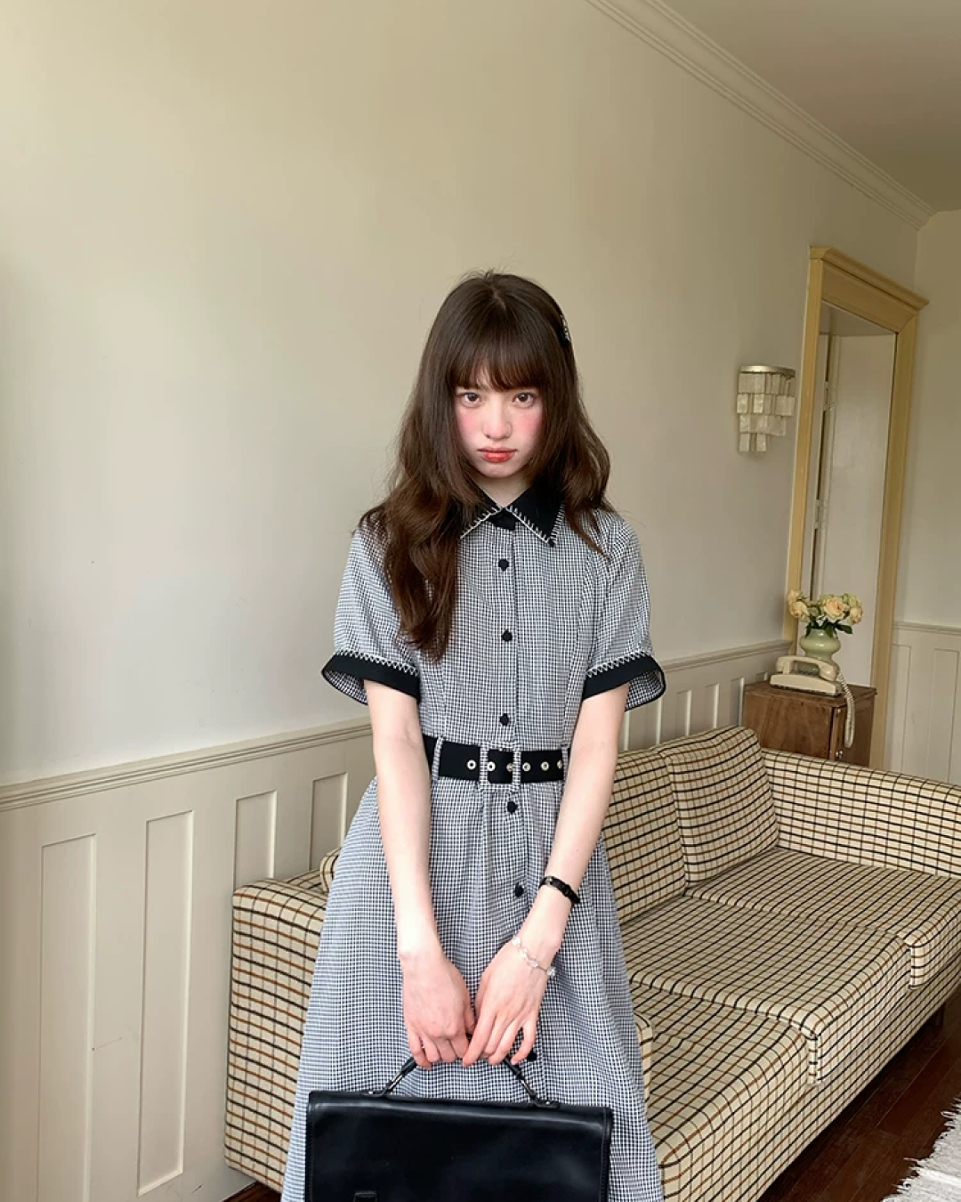 Bicolor Stitch Shirt Dress BU0212