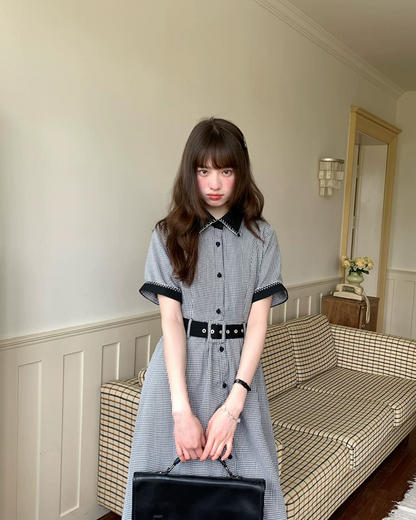 Bicolor Stitch Shirt Dress BU0212