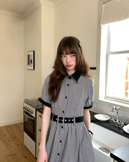 Bicolor Stitch Shirt Dress BU0212