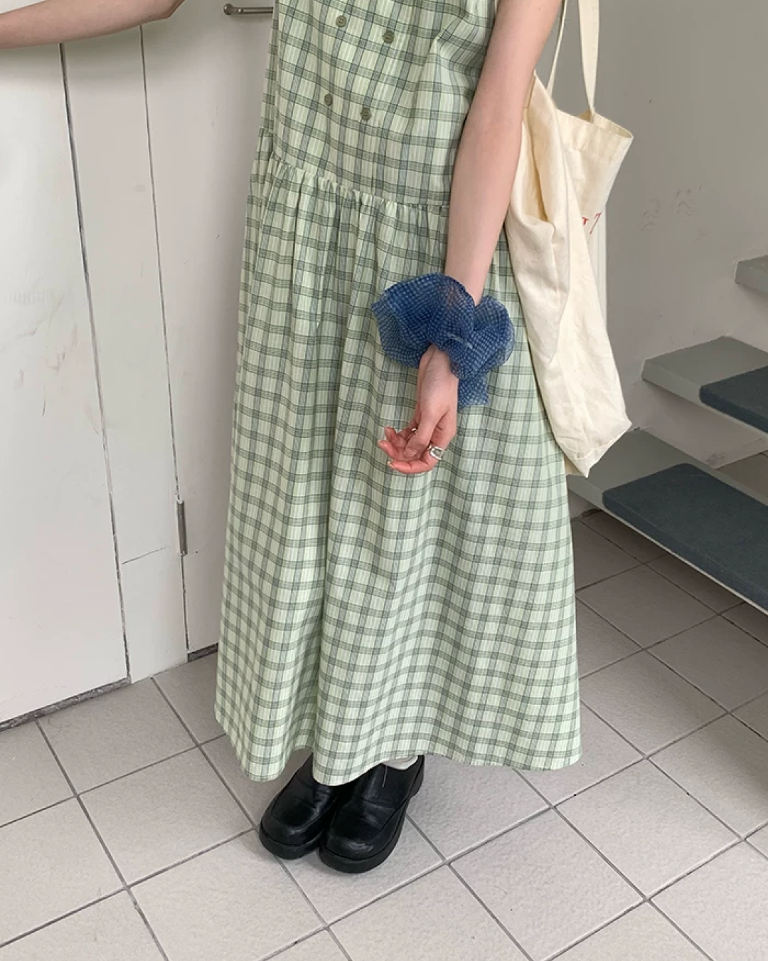 Plaid Pattern Long Dress BU0213