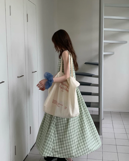Plaid Pattern Long Dress BU0213
