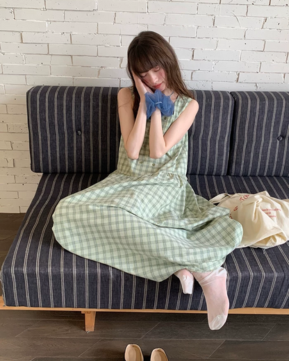 Plaid Pattern Long Dress BU0213
