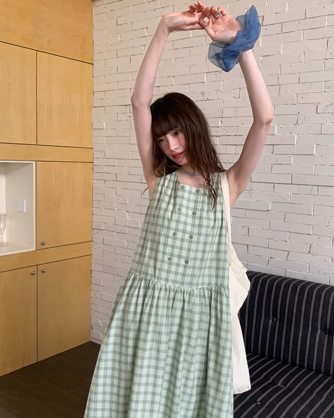 Plaid Pattern Long Dress BU0213