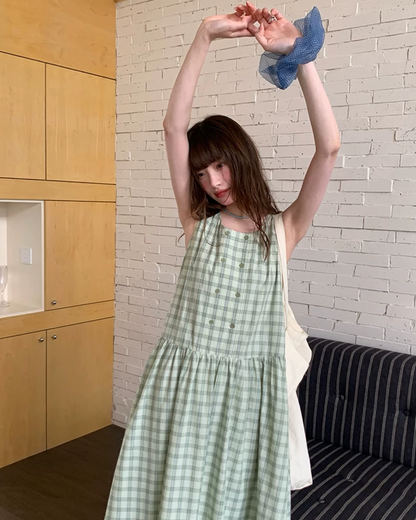 Plaid Pattern Long Dress BU0213