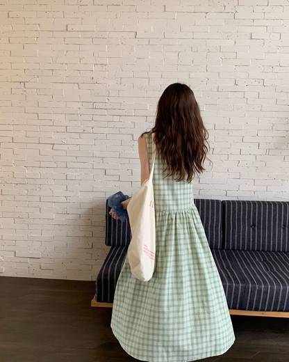 Plaid Pattern Long Dress BU0213