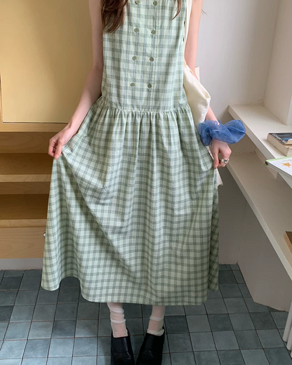 Plaid Pattern Long Dress BU0213