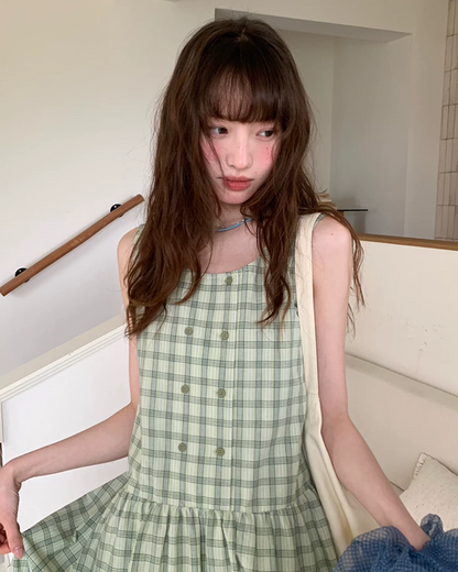 Plaid Pattern Long Dress BU0213