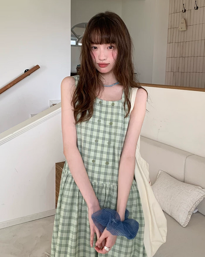 Plaid Pattern Long Dress BU0213