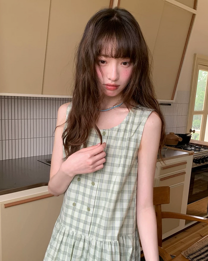 Plaid Pattern Long Dress BU0213