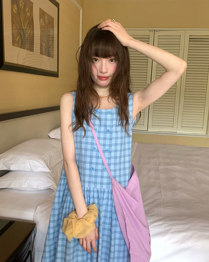 Plaid Pattern Long Dress BU0213