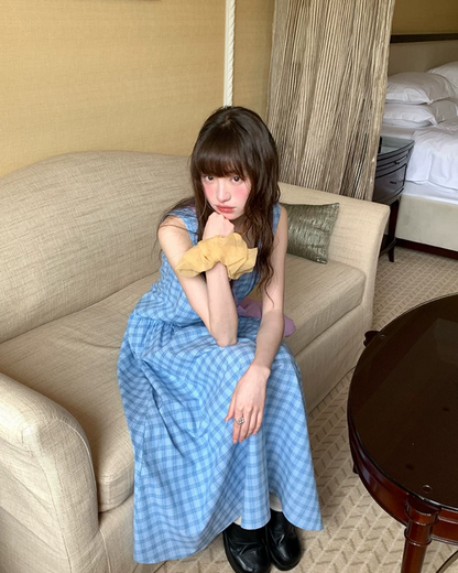 Plaid Pattern Long Dress BU0213