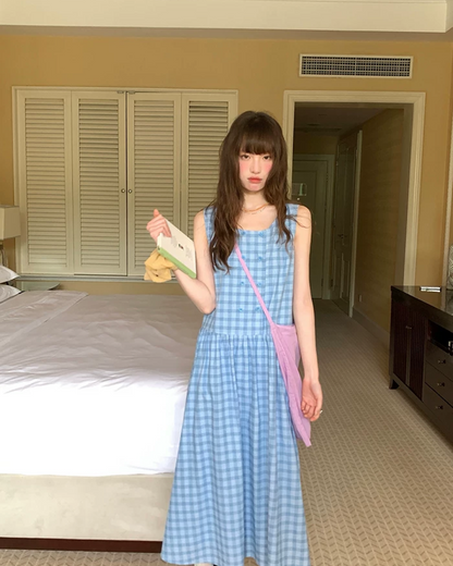 Plaid Pattern Long Dress BU0213
