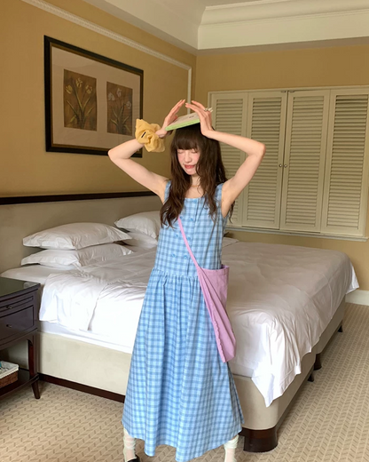 Plaid Pattern Long Dress BU0213