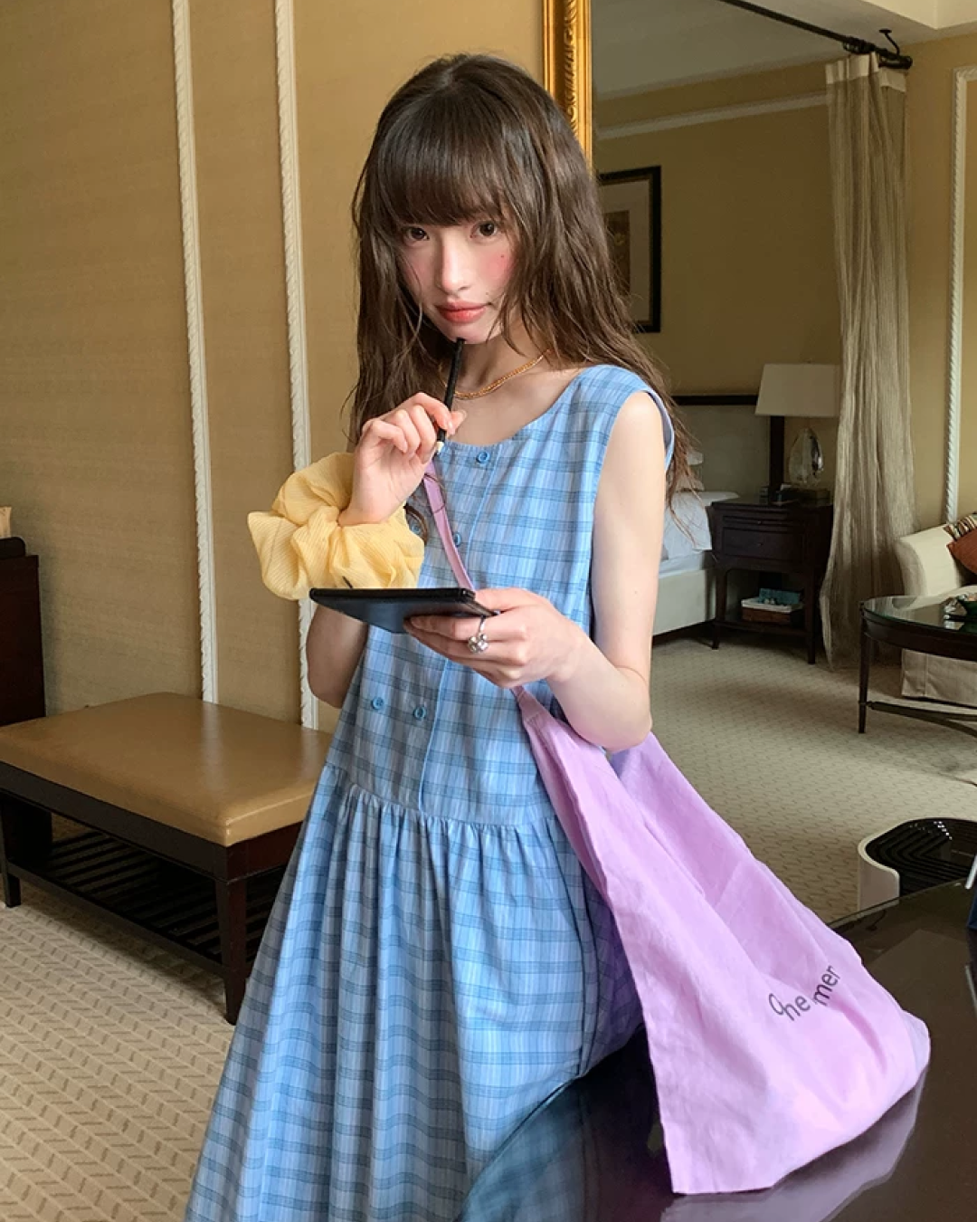 Plaid Pattern Long Dress BU0213