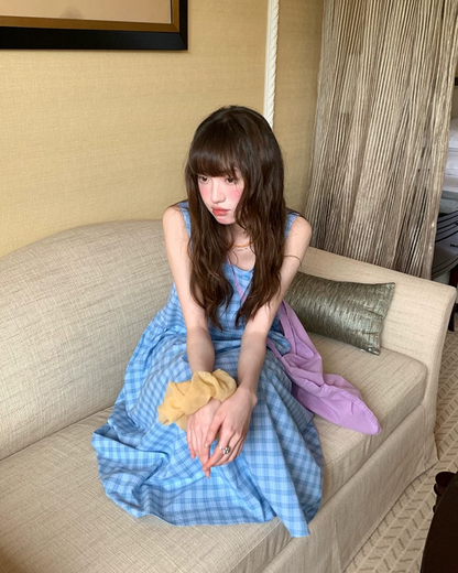 Plaid Pattern Long Dress BU0213