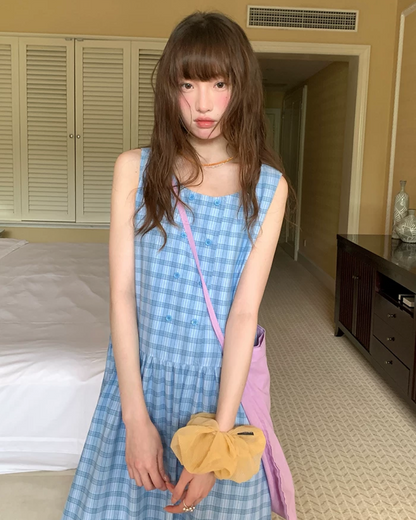 Plaid Pattern Long Dress BU0213