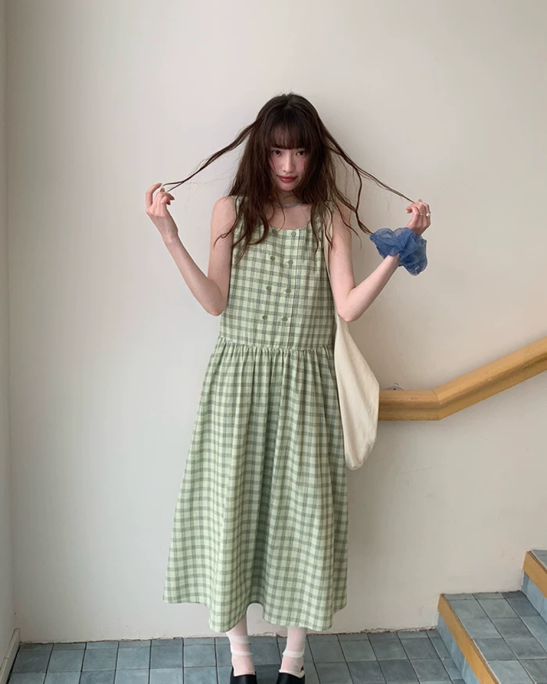 Plaid Pattern Long Dress BU0213