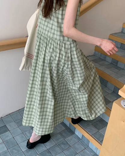 Plaid Pattern Long Dress BU0213