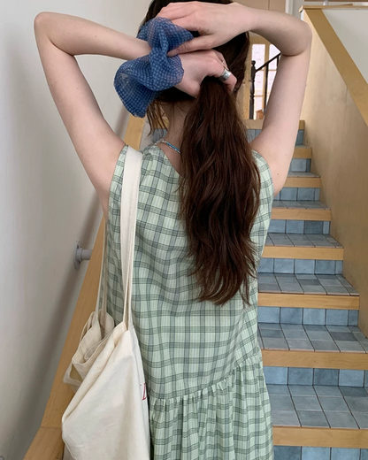 Plaid Pattern Long Dress BU0213