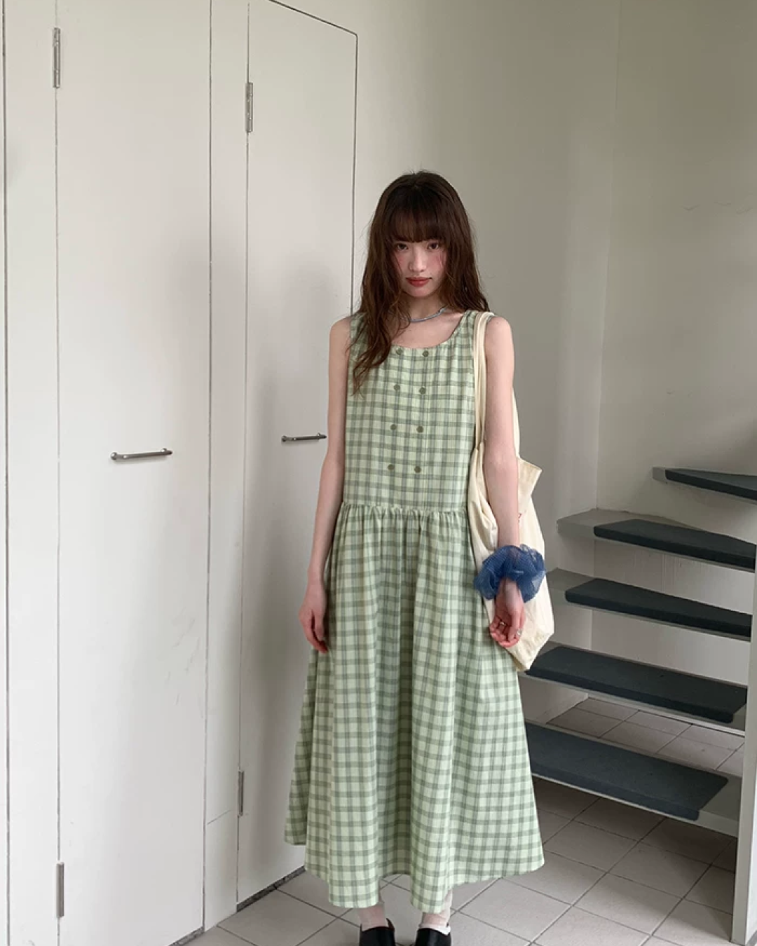 Plaid Pattern Long Dress BU0213