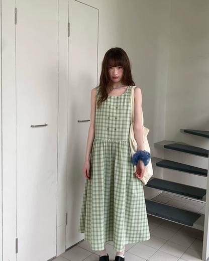 Plaid Pattern Long Dress BU0213