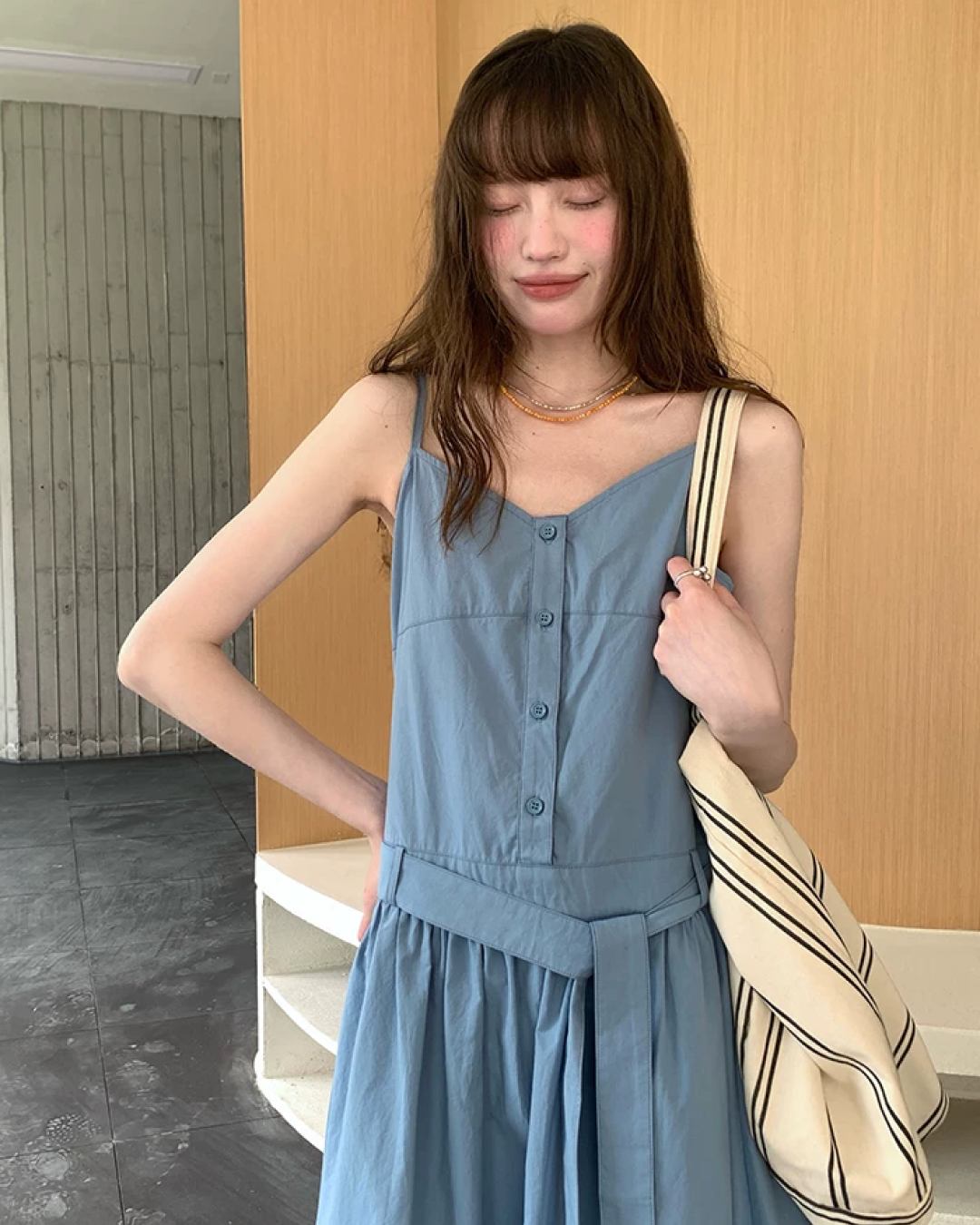 Camisole Button Long Dress BU0214