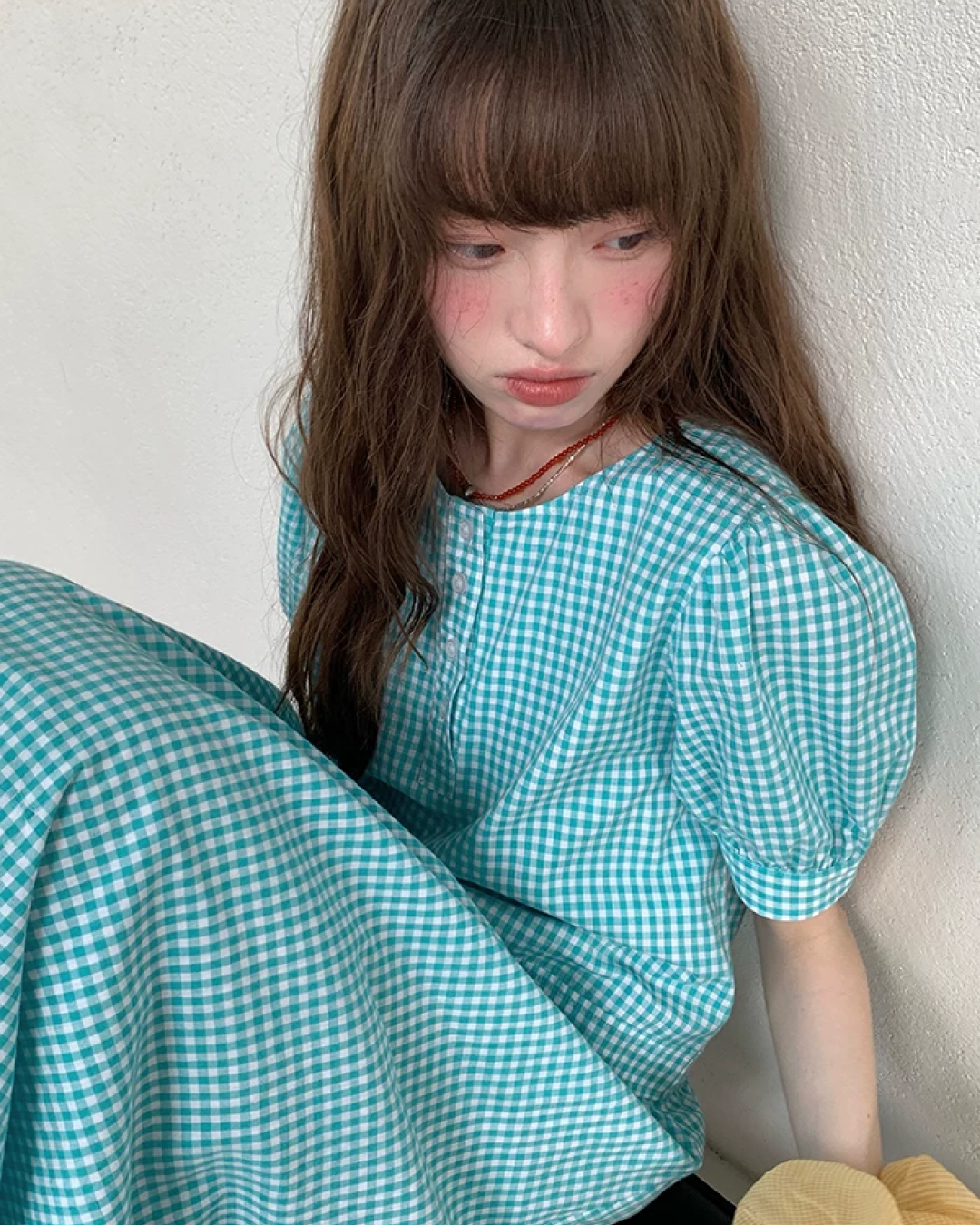 Green Plaid Pattern Long Dress BU0216