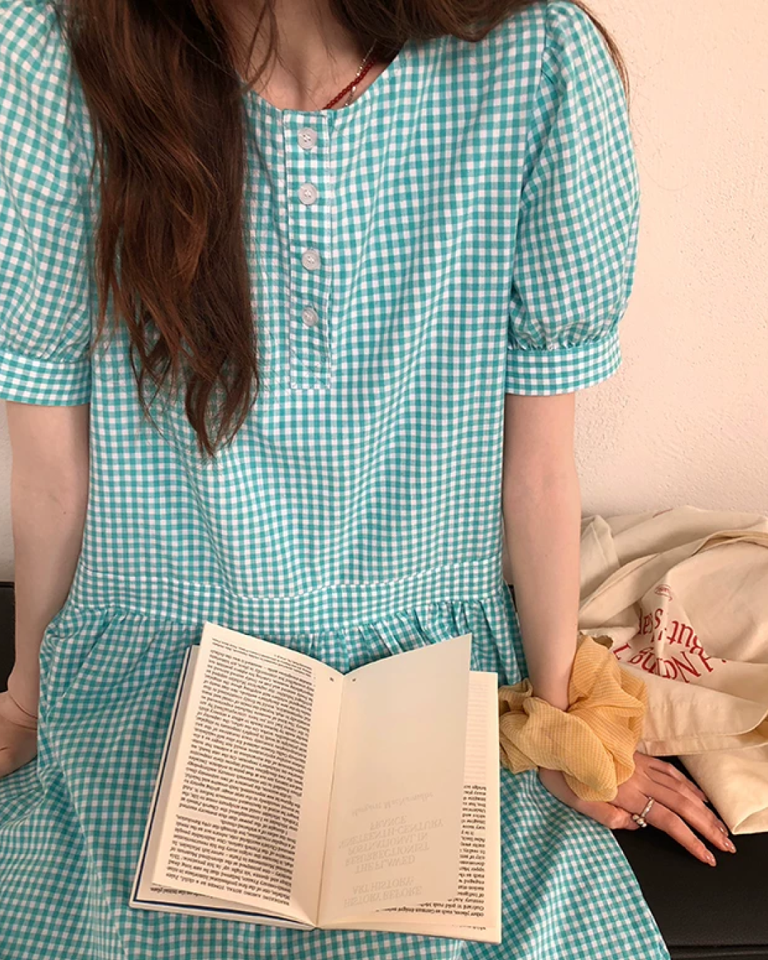 Green Plaid Pattern Long Dress BU0216