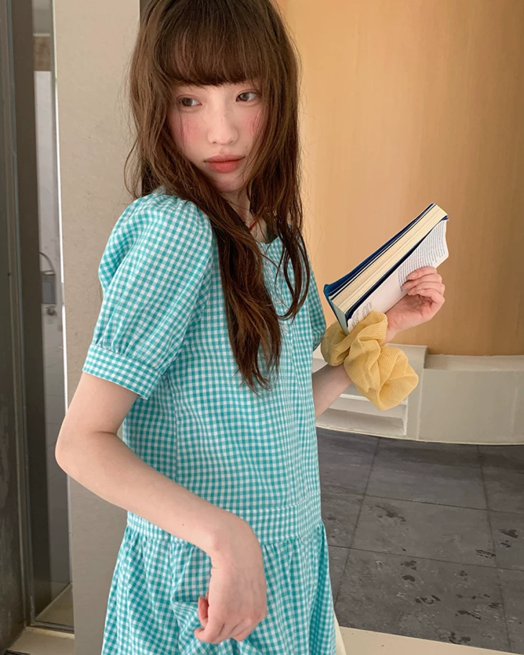 Green Plaid Pattern Long Dress BU0216