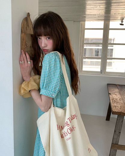 Green Plaid Pattern Long Dress BU0216