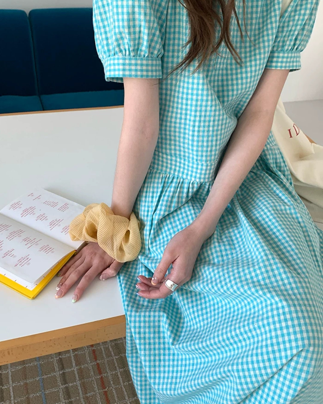 Green Plaid Pattern Long Dress BU0216