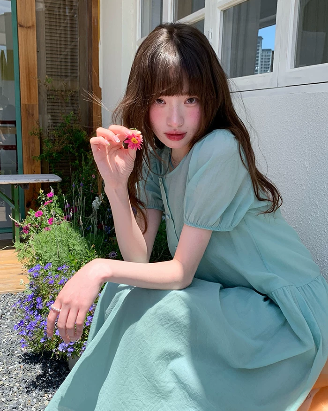 Button Short Sleeve Long Dress BU0217
