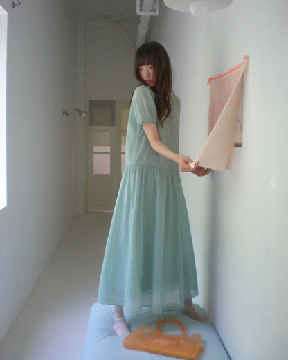Button Short Sleeve Long Dress BU0217