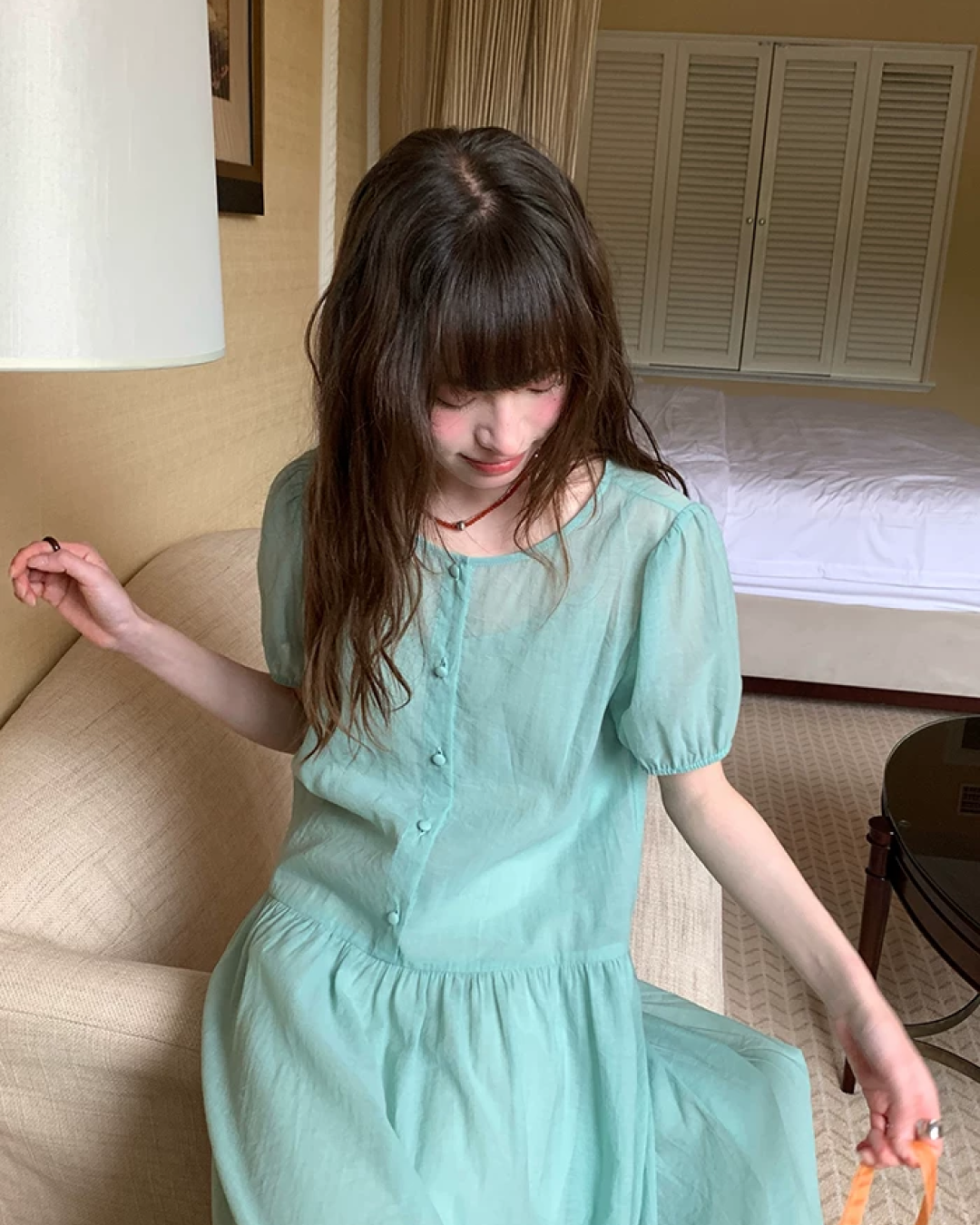 Button Short Sleeve Long Dress BU0217